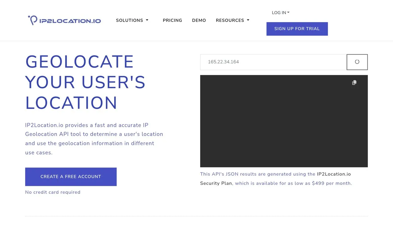 Aperçu IP2Location.io