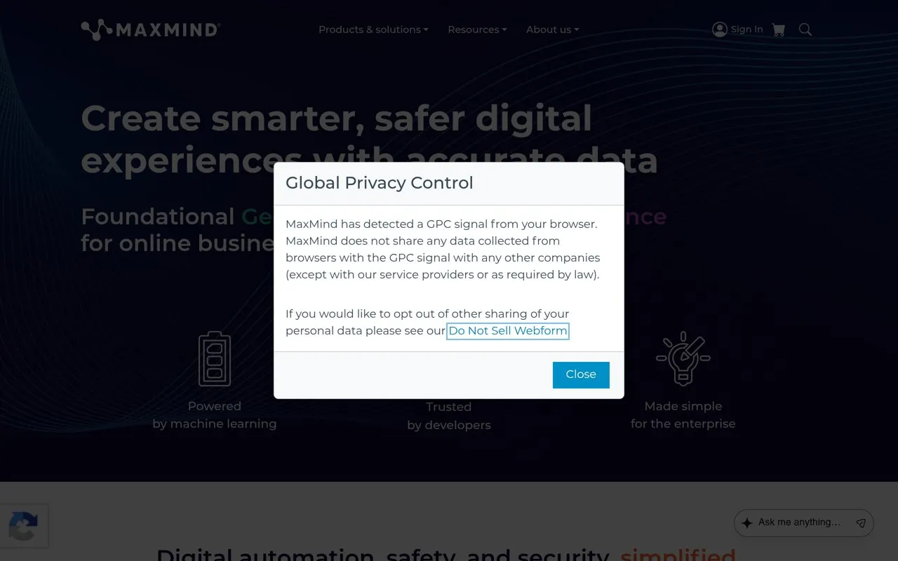 Aperçu MaxMind GeoIP2