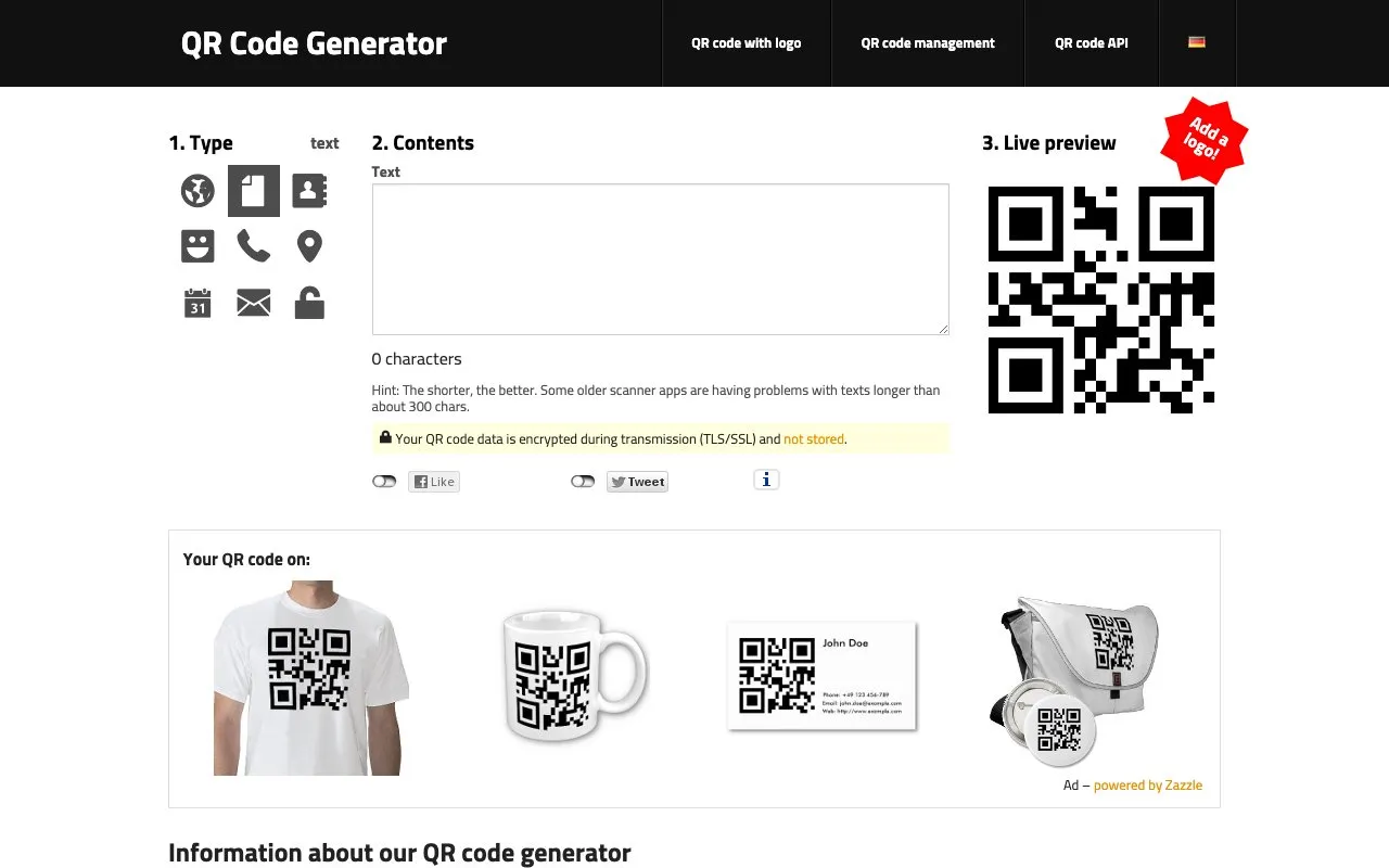 Aperçu QR Server (goqr.me)