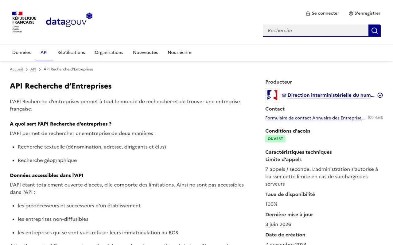 Aperçu recherche-entreprises (data.gouv)